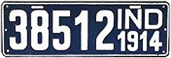 Indiana historic 1914 plate