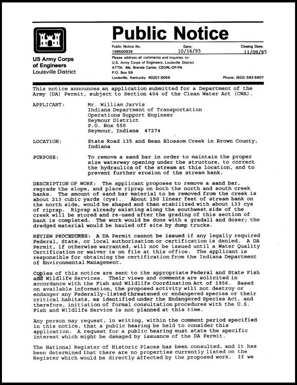 Sample Corps of Engineers Public Notice (page 1 only)