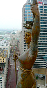 Victory sculpture atop the Indianapolis Soldiers and Sailors Monument