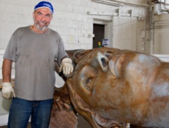 Giorgio Gikas with head of Victory sculpture. Courtesy Daniel Axler