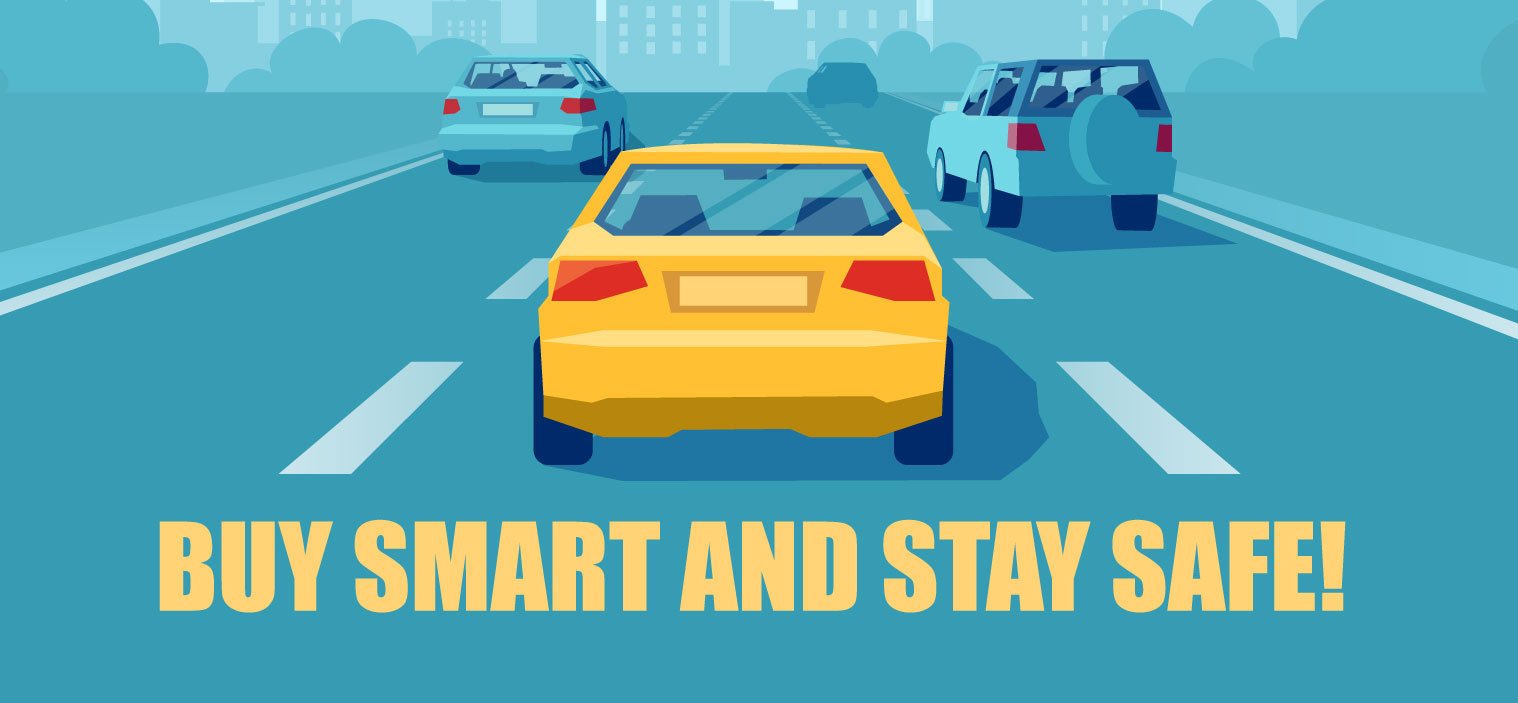 Buy Smart and Stay Safe! | yellow car driving down a highway