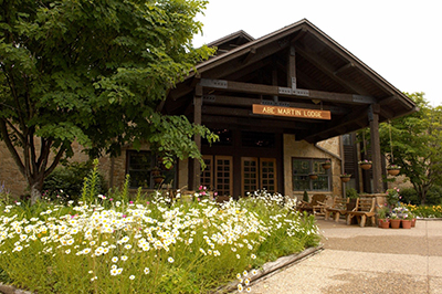 Abe Martin Lodge was built in 1932 with hand-hewn native stone and oak timber cut in the park, offers beautiful outdoor verandas overlooking the sloping back lawn, park and the hills. Abe Martin Lodge