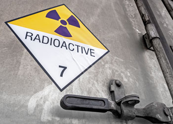 Radioactive symbol on a shipping container