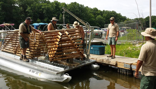Preparing to install fish habitat Preparing to install fish habitat
