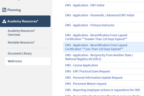 Acadis Portal EMS WebForms