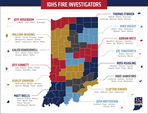 IDHS fire investigators map