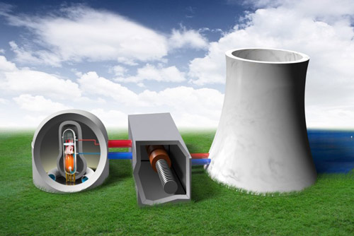 Nuclear power plant system cutaway graphic