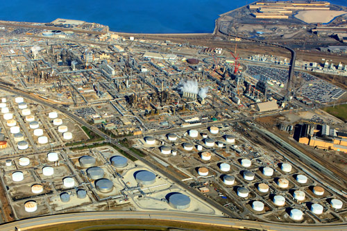 Oil refinery in Gary aerial view