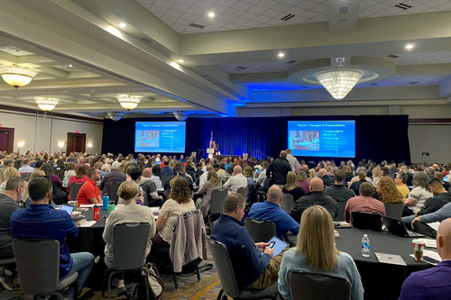 Attendees listen to presentation at basic training for School Safety Specialist Academy