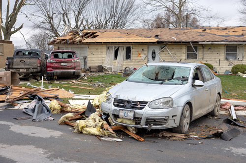 Cars and house damaged by tornado in Randolph County in 2024