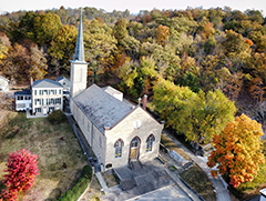 2023 Historic Preservation Month Color Winner Drone photo of St Michael’s Church in Madison by Melissa Burkhardt