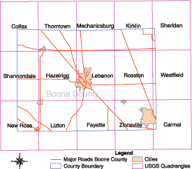 Boone county quadrangle locations map