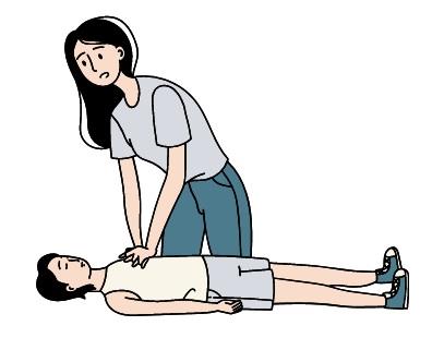 Adult woman doing CPR on a child.