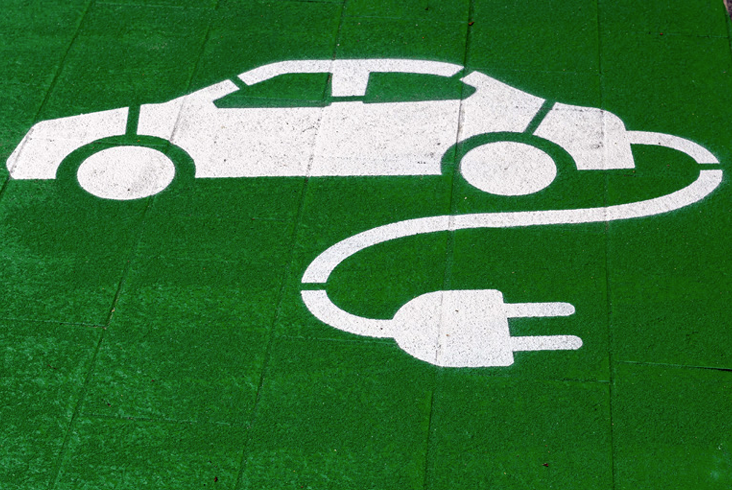 Zero emission vehicle painted on the pavement