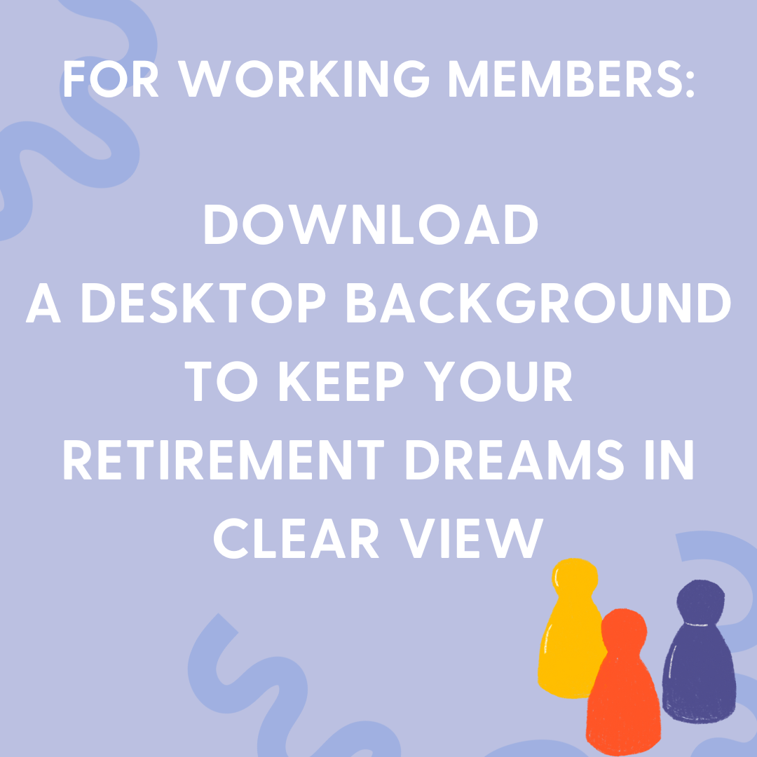 Download a desktop background square image with blue background reading download a desktop background to keep your retirement dreams in clear view