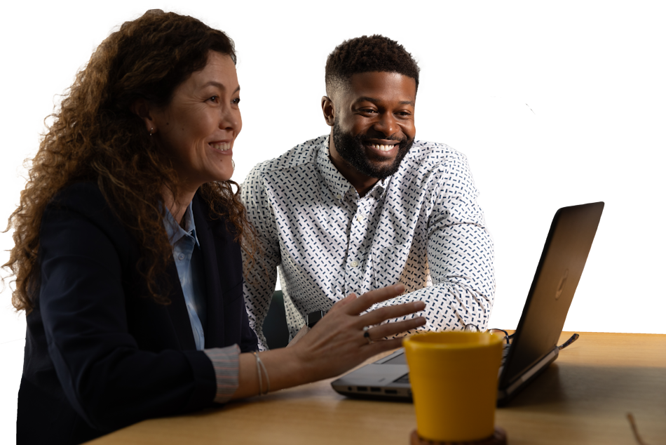 Two coworkers in a meeting