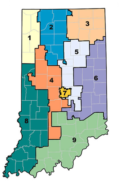 Indiana Representative District Map Sos: Election Division: 2001 Indiana Congressional Districts - Repealed  January 3 2013